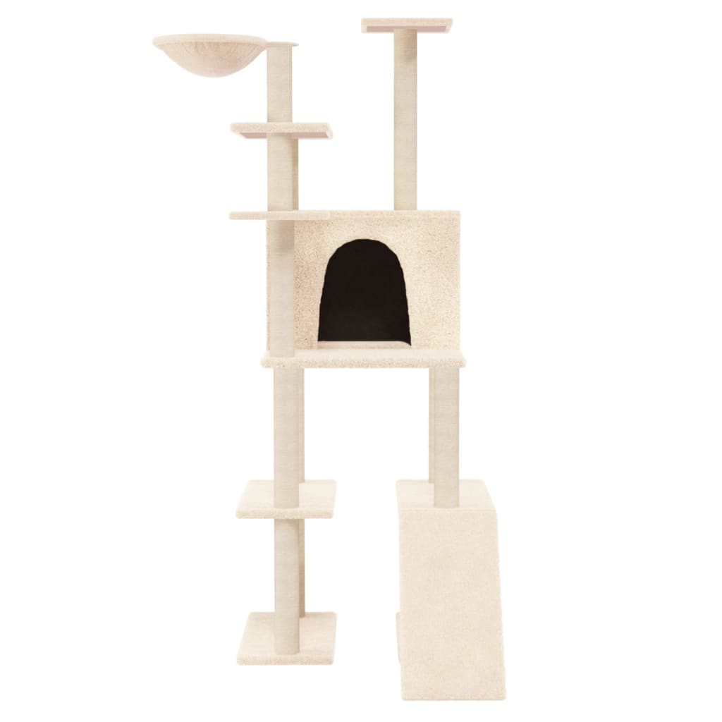Cat furniture with sisal scratching posts 166 cm cream-colored