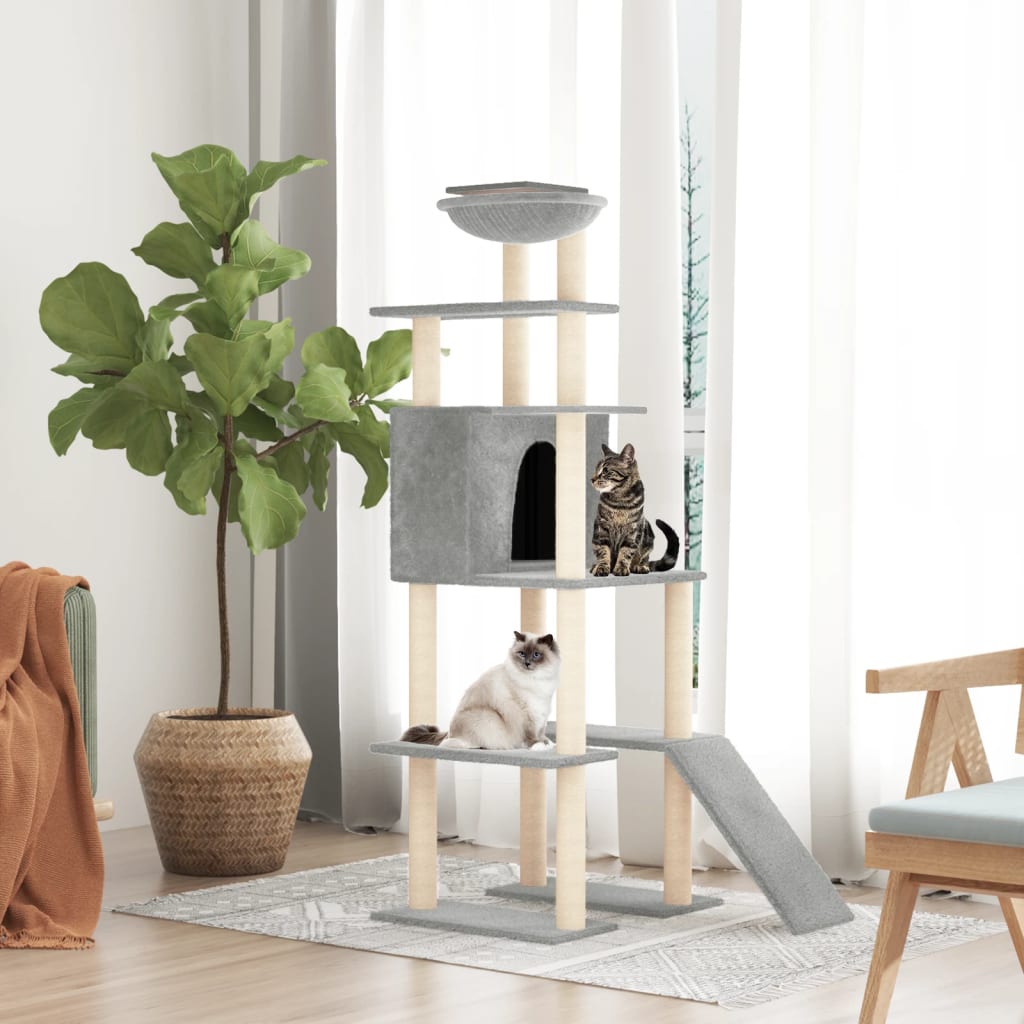 Cat furniture with sisal scratching posts 166 cm light gray