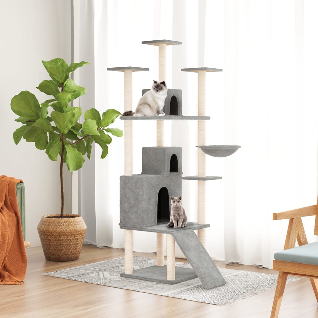 Cat furniture with sisal scratching posts 175 cm light gray