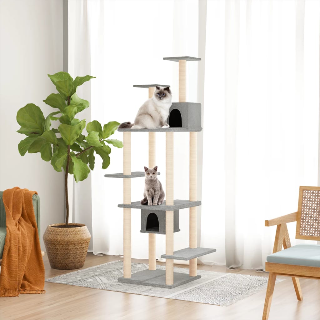 Cat furniture with sisal scratching posts 176 cm light gray