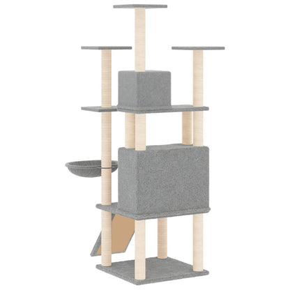 Cat furniture with sisal scratching posts 154 cm light gray