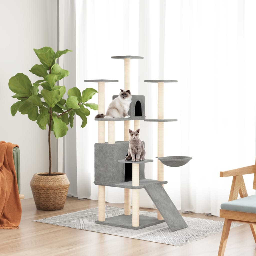 Cat furniture with sisal scratching posts 154 cm light gray