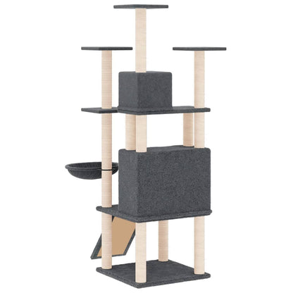 Cat furniture with sisal scratching posts 154 cm dark gray