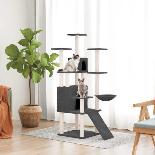 Cat furniture with sisal scratching posts 154 cm dark gray