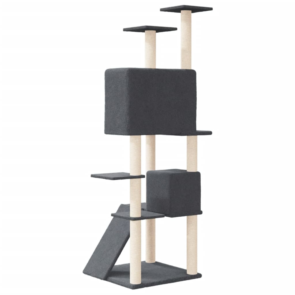 Cat furniture with sisal scratching posts 153 cm dark gray