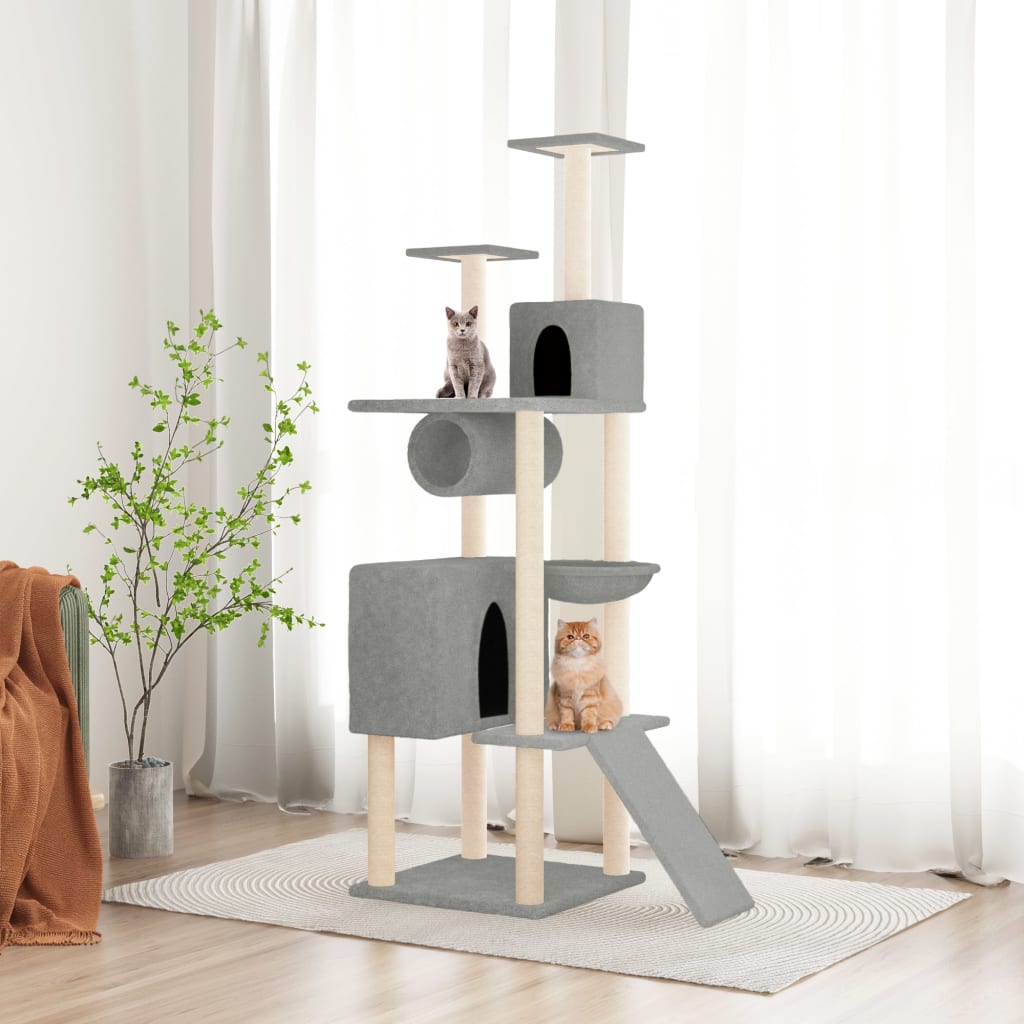 Cat furniture with sisal scratching posts 168 cm light gray
