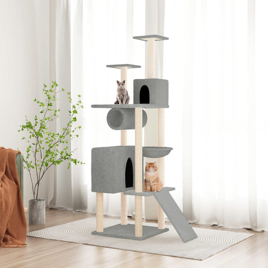 Cat furniture with sisal scratching posts 168 cm light gray