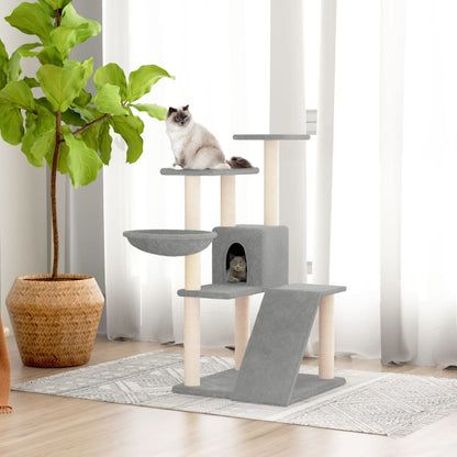 Cat furniture with sisal scratching posts 94 cm light gray