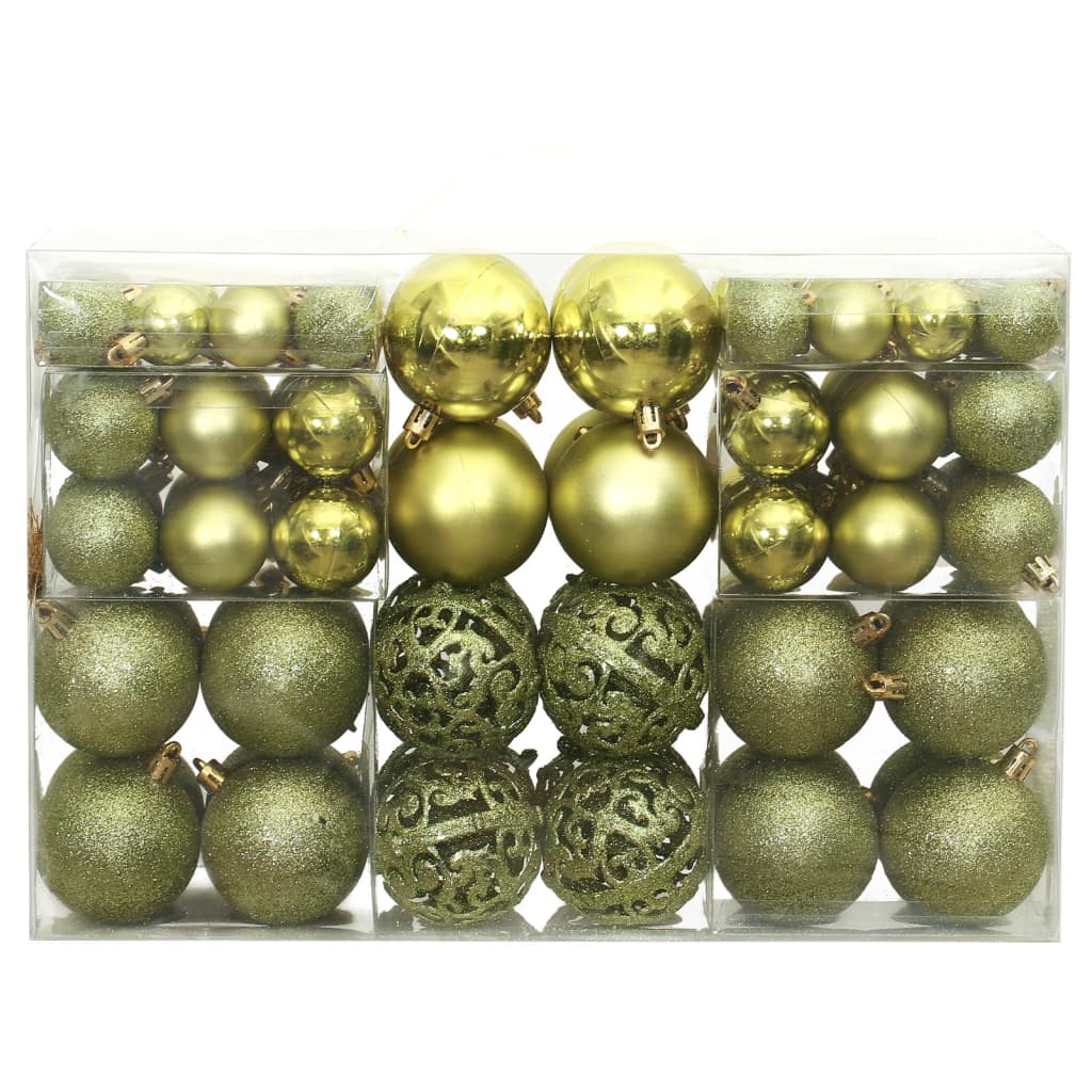 Kerstballen 100 st 3/4/6 cm lichtgroen