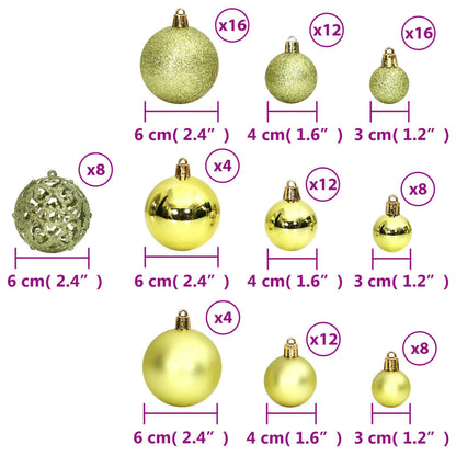 Kerstballen 100 st 3/4/6 cm lichtgroen