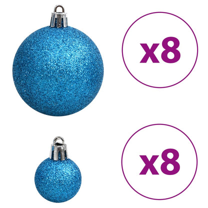 Kerstballen 100 st 3/4/6 cm blauw en zilverkleurig