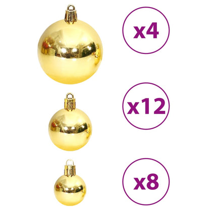 Kerstballen 100 st 3/4/6 cm goudkleurig en wijnrood