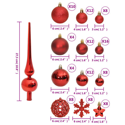 111-delige Kerstballenset polystyreen rood