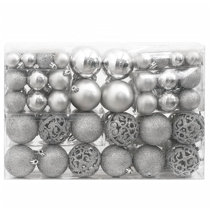 111-delige Kerstballenset polystyreen zilverkleurig