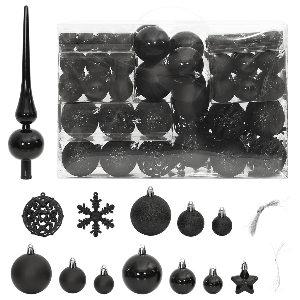 111-delige Kerstballenset polystyreen zwart