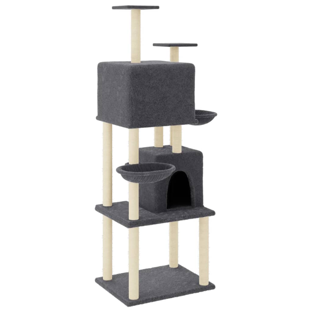 Cat furniture with sisal scratching posts 180 cm dark gray