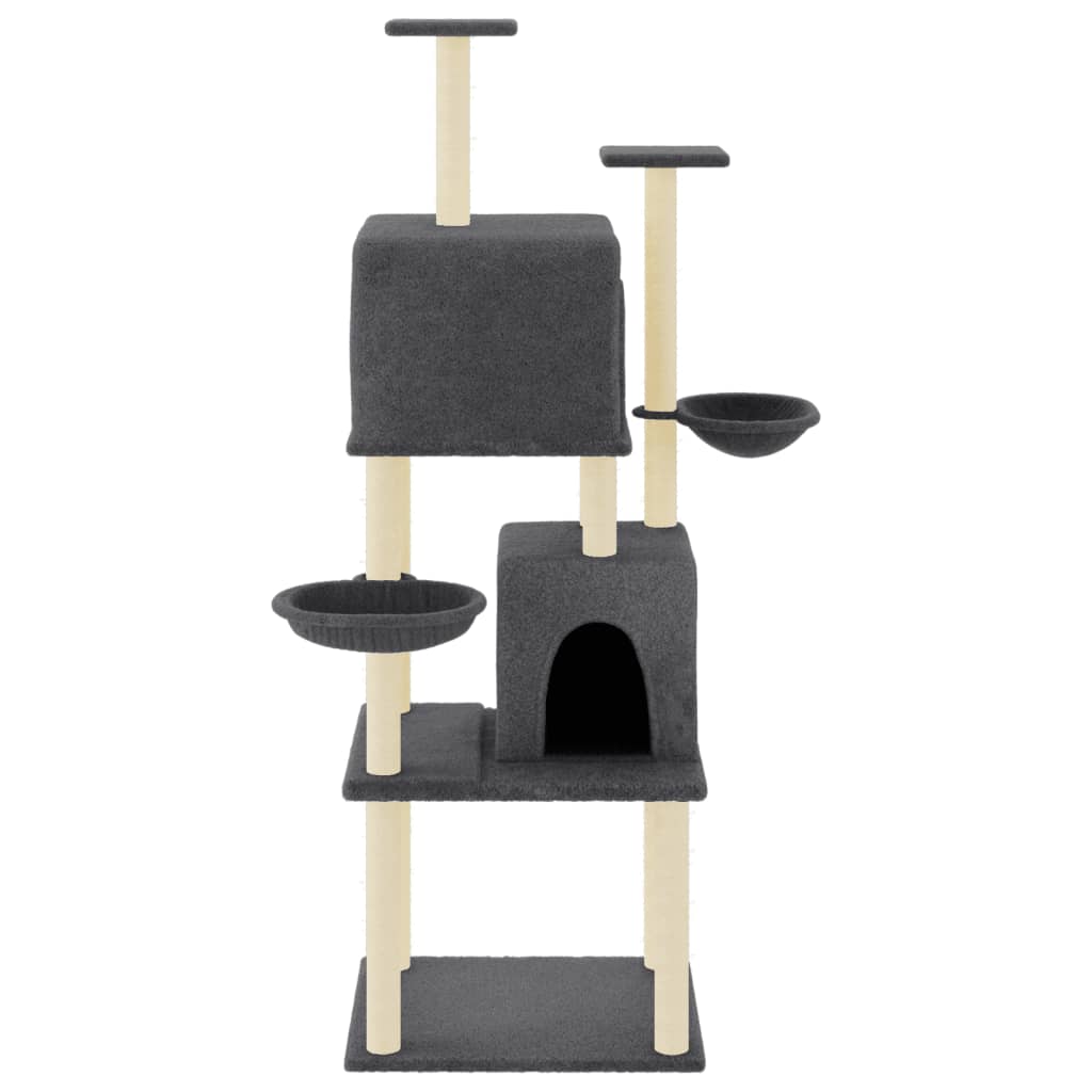 Cat furniture with sisal scratching posts 180 cm dark gray