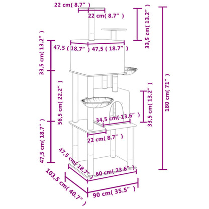 Cat furniture with sisal scratching posts 180 cm dark gray