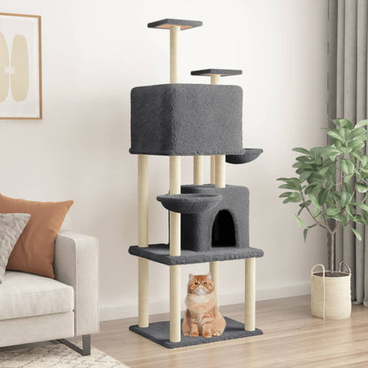 Cat furniture with sisal scratching posts 180 cm dark gray