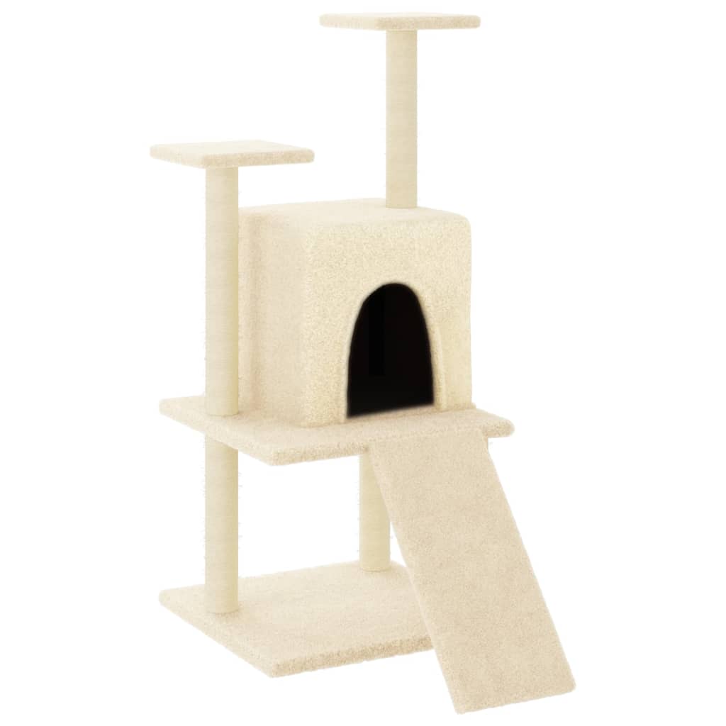 Cat furniture with sisal scratching posts 110 cm cream-colored