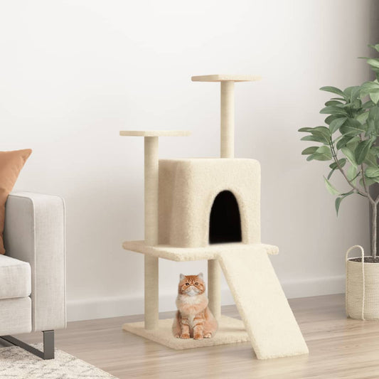 Cat furniture with sisal scratching posts 110 cm cream-colored