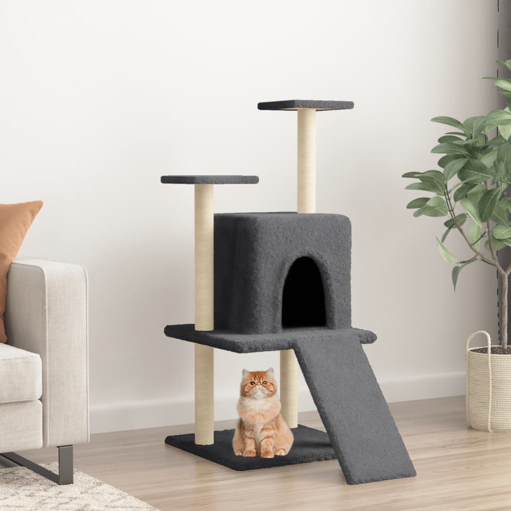 Cat furniture with sisal scratching posts 110 cm dark gray