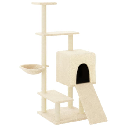 Cat furniture with sisal scratching posts 130.5 cm cream-colored