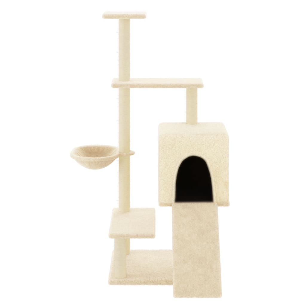 Cat furniture with sisal scratching posts 130.5 cm cream-colored