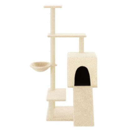 Cat furniture with sisal scratching posts 130.5 cm cream-colored