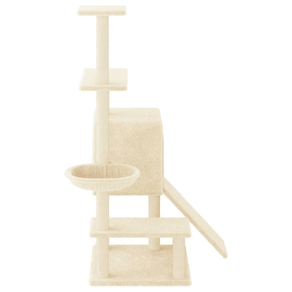 Cat furniture with sisal scratching posts 130.5 cm cream-colored