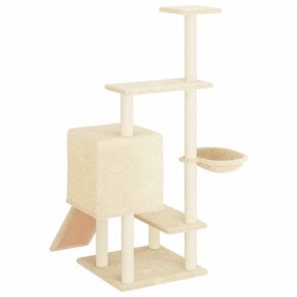 Cat furniture with sisal scratching posts 130.5 cm cream-colored