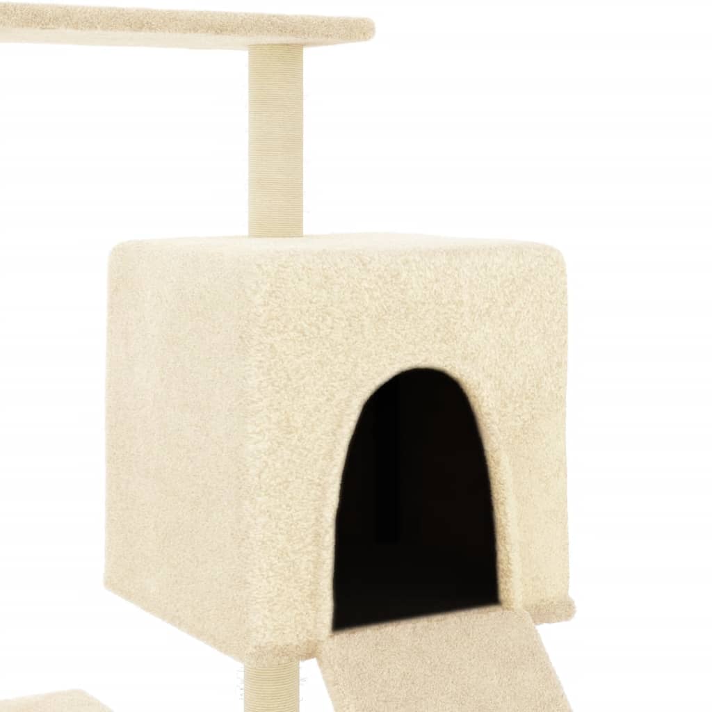 Cat furniture with sisal scratching posts 130.5 cm cream-colored