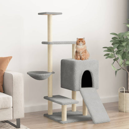 Cat furniture with sisal scratching posts 130.5 cm light gray