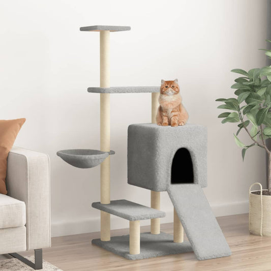 Cat furniture with sisal scratching posts 130.5 cm light gray