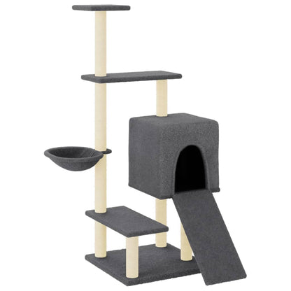 Cat furniture with sisal scratching posts 130.5 cm dark gray