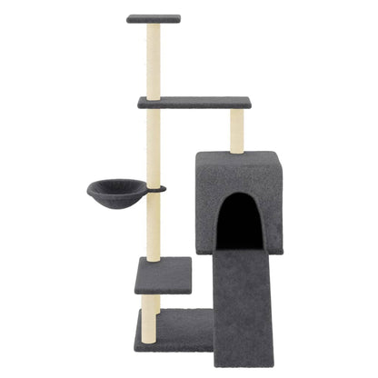 Cat furniture with sisal scratching posts 130.5 cm dark gray