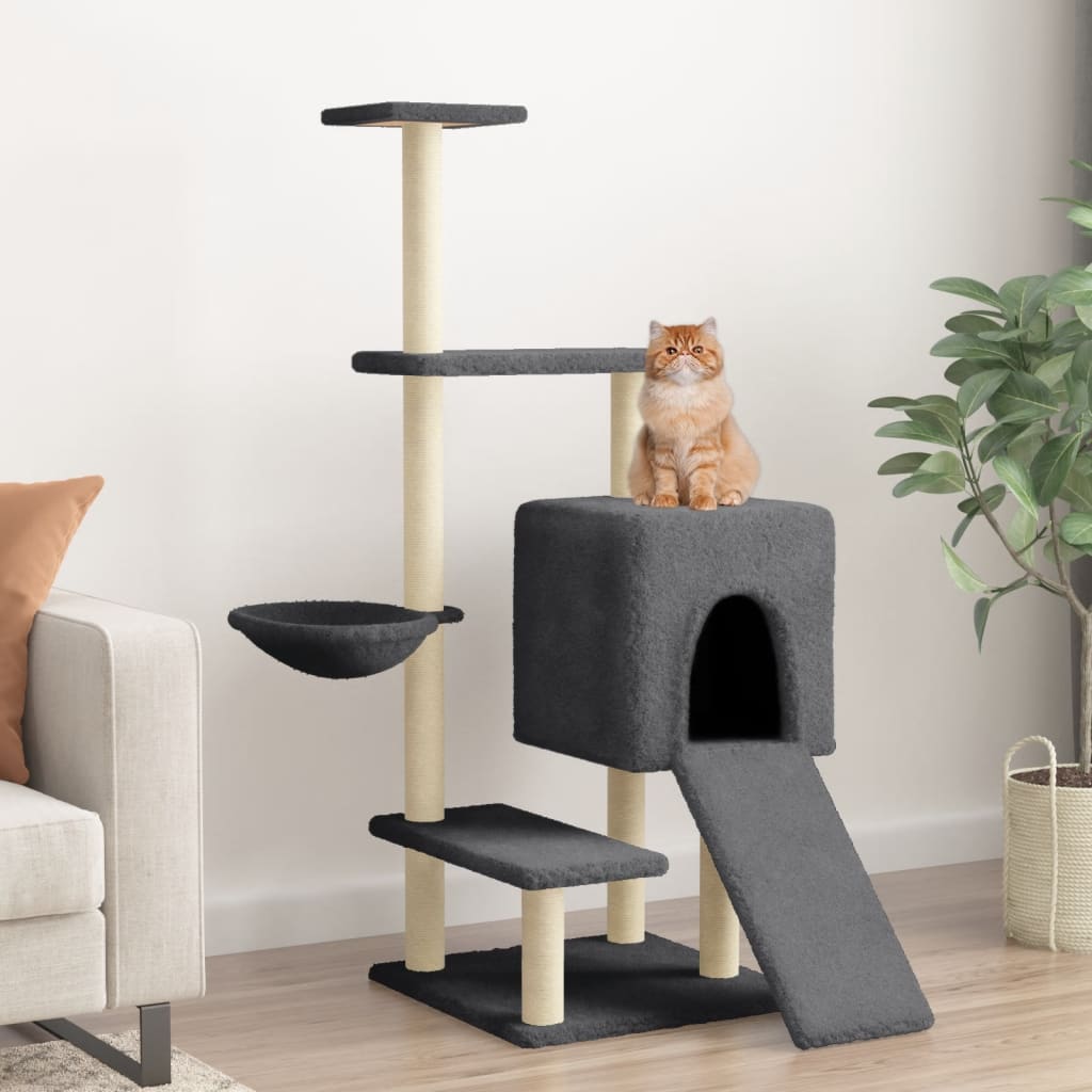Cat furniture with sisal scratching posts 130.5 cm dark gray