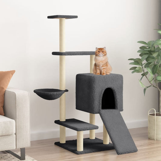Cat furniture with sisal scratching posts 130.5 cm dark gray