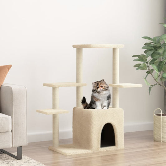 Cat furniture with sisal scratching posts 97.5 cm cream-colored