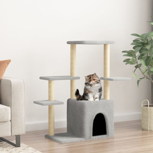 Cat furniture with sisal scratching posts 97.5 cm light gray