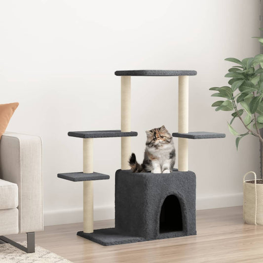 Cat furniture with sisal scratching posts 97.5 cm dark gray