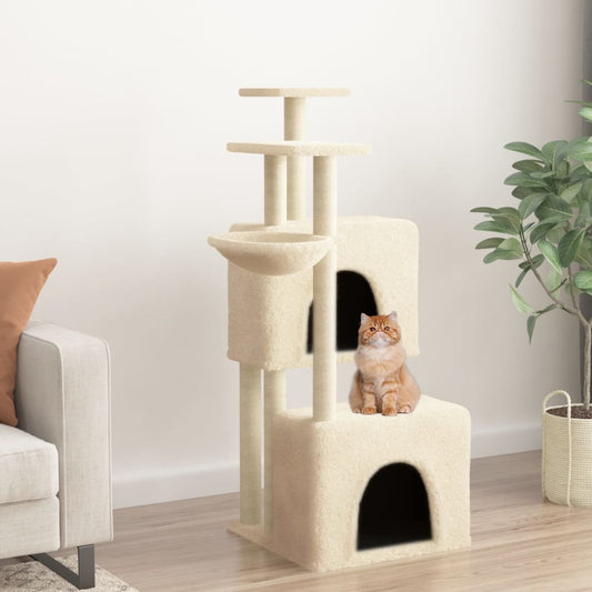 Cat furniture with sisal scratching posts 122 cm cream-colored