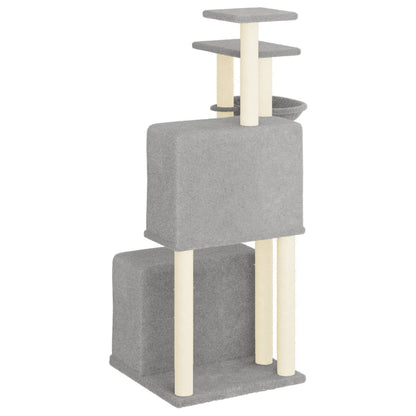 Cat furniture with sisal scratching posts 122 cm light gray