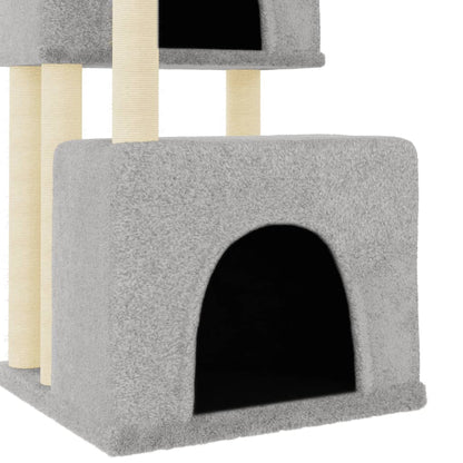 Cat furniture with sisal scratching posts 122 cm light gray