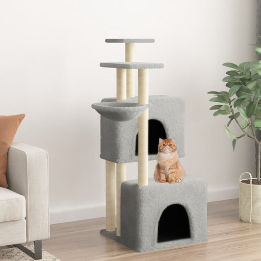 Cat furniture with sisal scratching posts 122 cm light gray