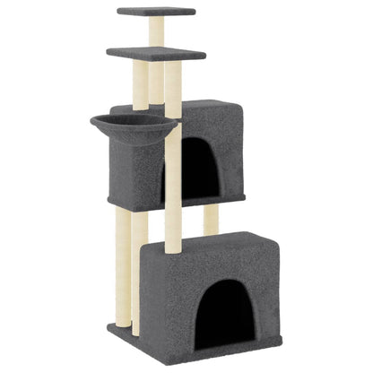 Cat furniture with sisal scratching posts 122 cm dark gray