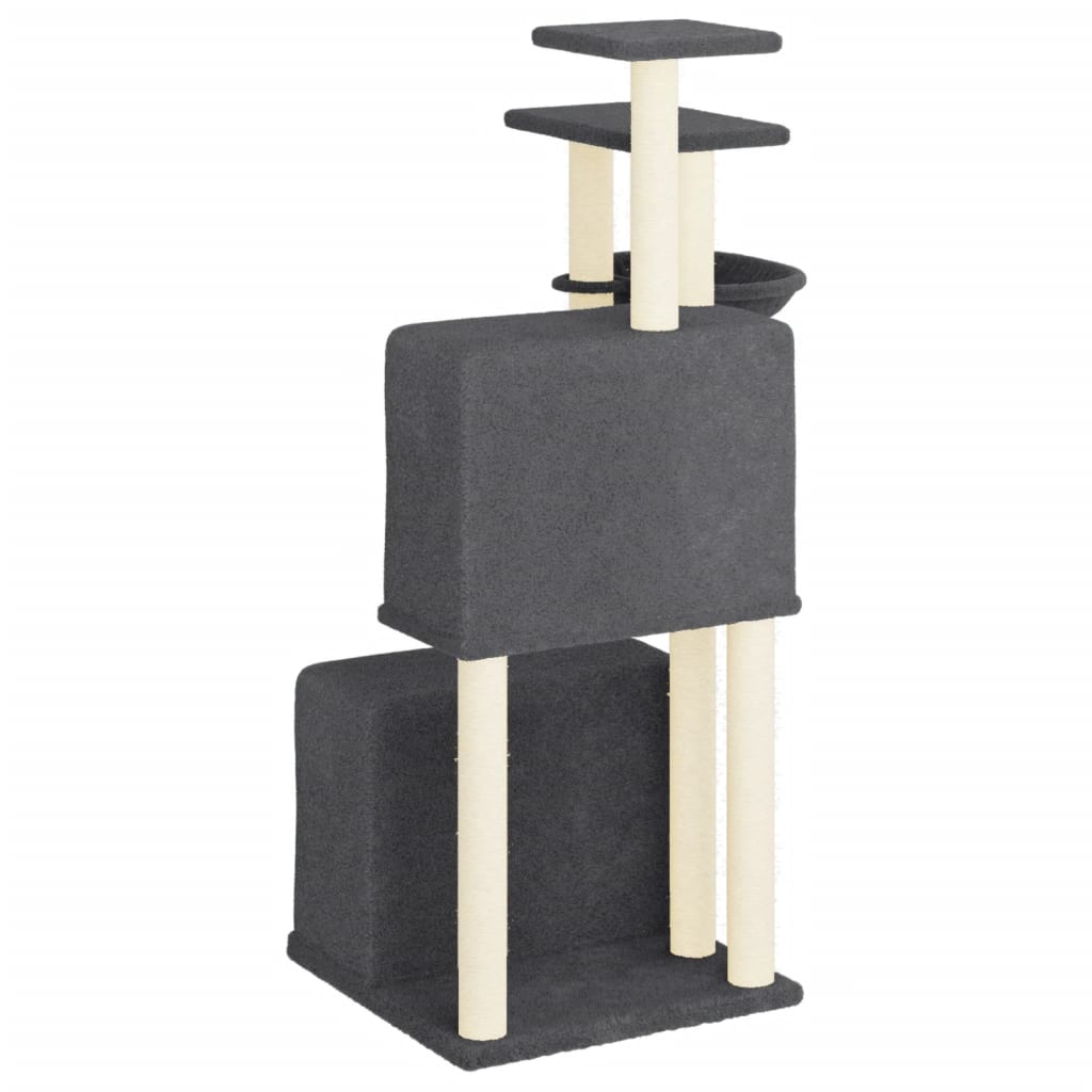 Cat furniture with sisal scratching posts 122 cm dark gray