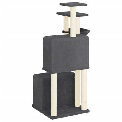 Cat furniture with sisal scratching posts 122 cm dark gray