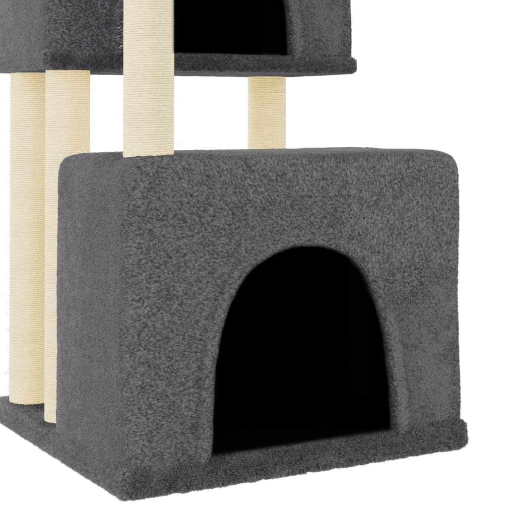 Cat furniture with sisal scratching posts 122 cm dark gray