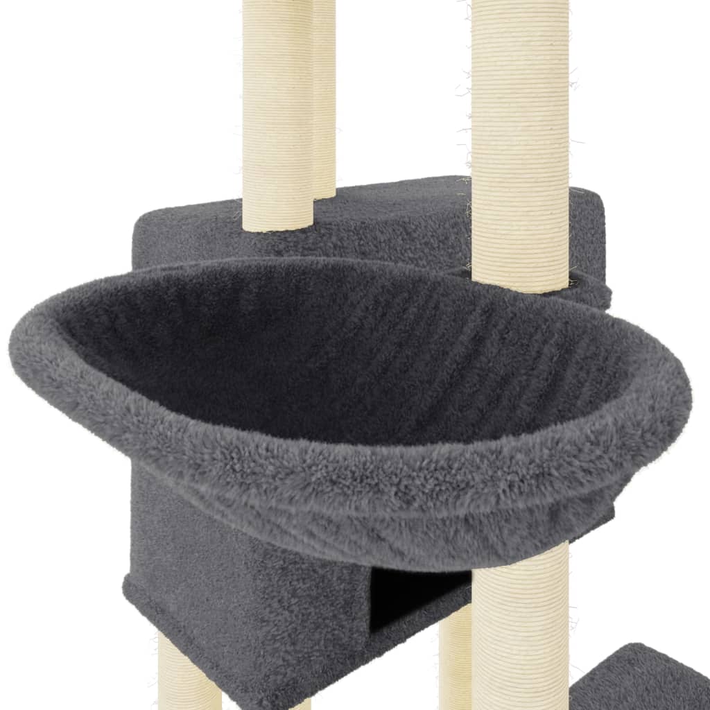 Cat furniture with sisal scratching posts 122 cm dark gray